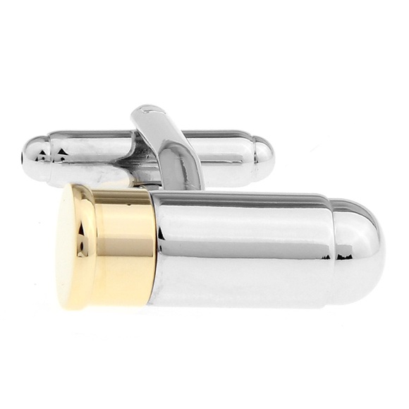 Gold and Silver Revolver Bullet NRA Cufflinks - Picture 3 of 16